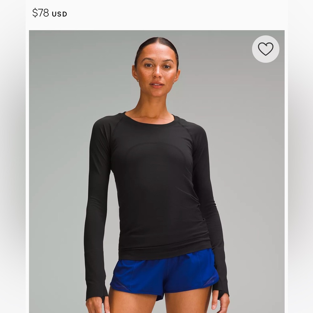 Lululemon Swiftly Tech long sleeve top. Black size 6